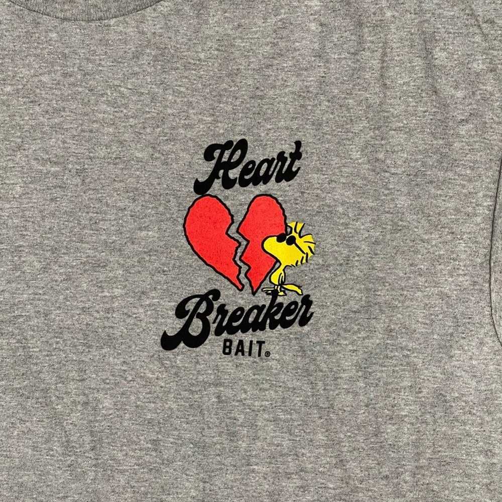 BAIT x Snoopy Heart Breaker Gray Tee T-Shirt Size… - image 3