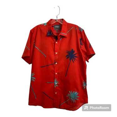 Mens BONOBOS Red Palm Print Short Sleeve Hawaiian… - image 1