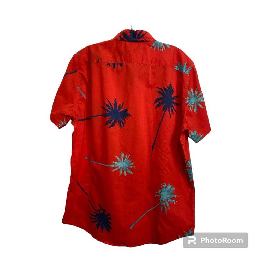 Mens BONOBOS Red Palm Print Short Sleeve Hawaiian… - image 2