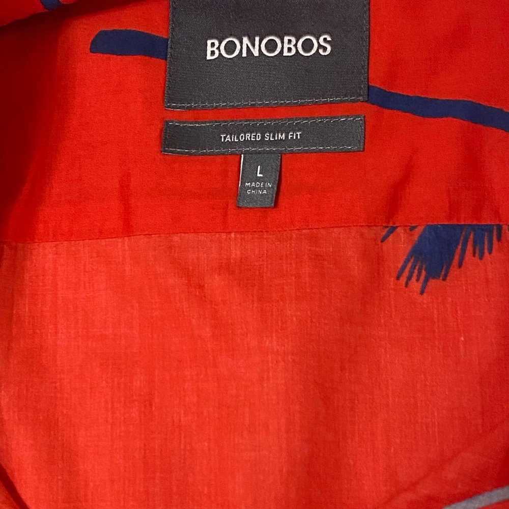 Mens BONOBOS Red Palm Print Short Sleeve Hawaiian… - image 3