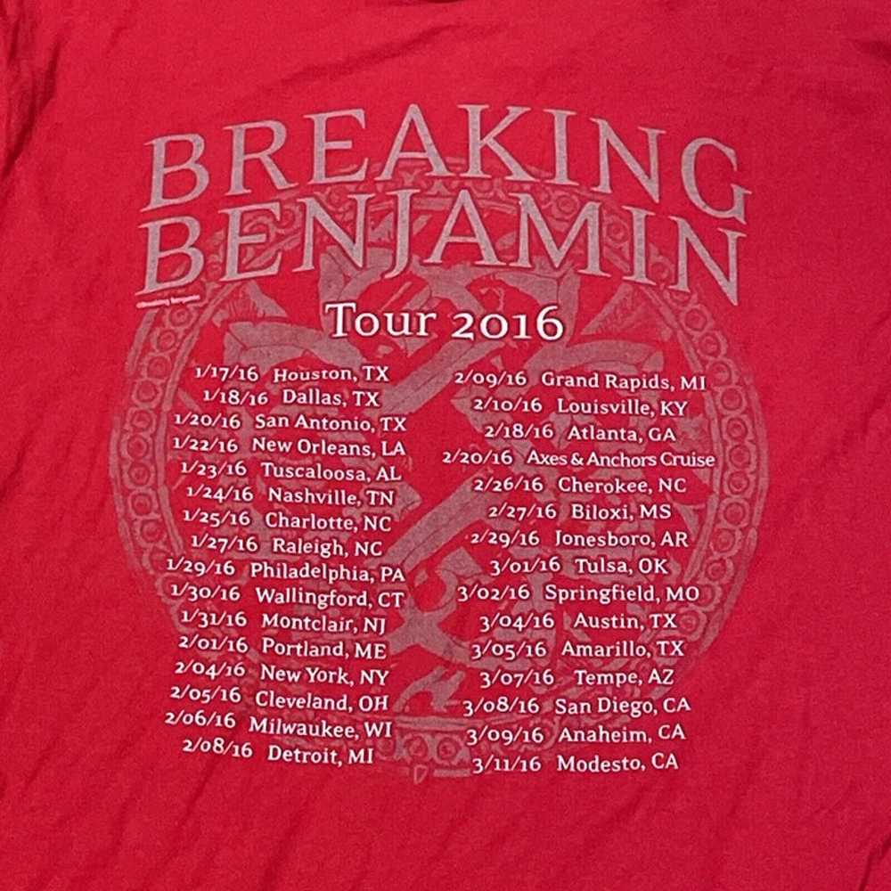 BREAKING BENJAMIN Band 2016 Tour Red Tultex T-Shi… - image 5