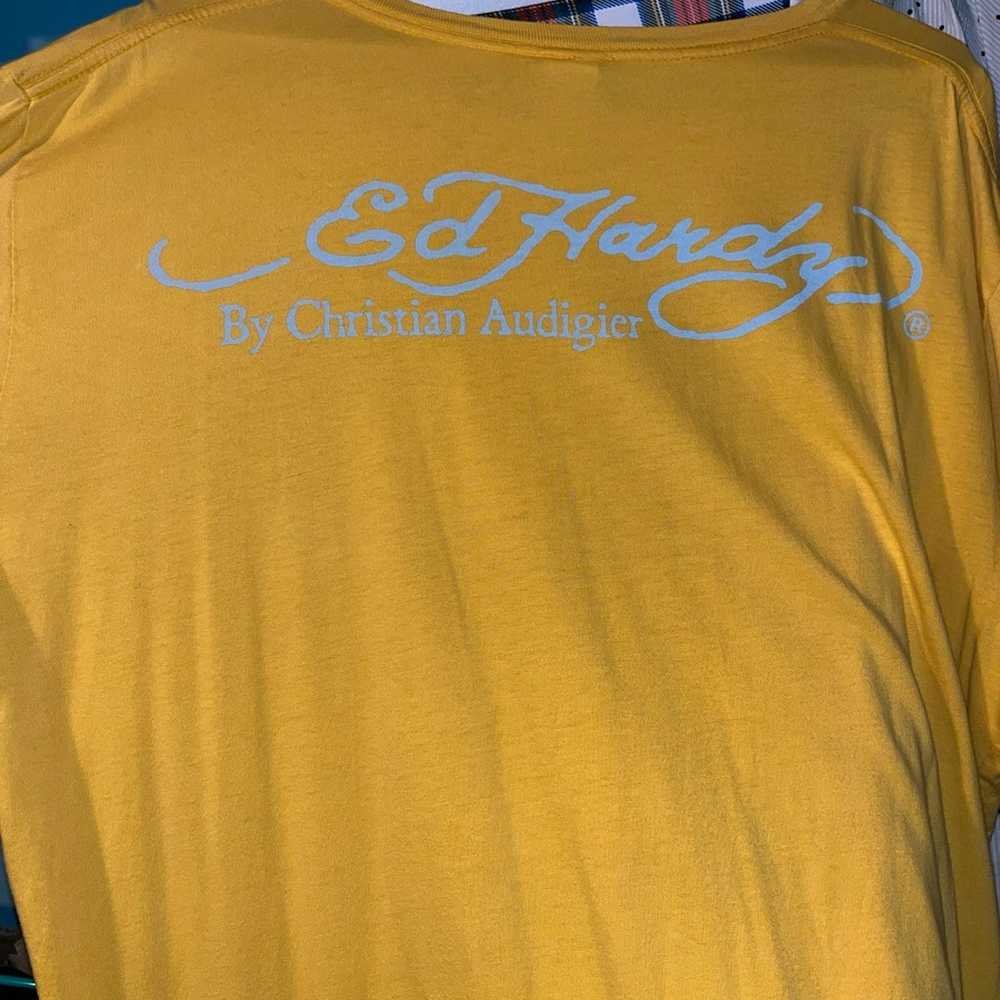 Ed Hardy XL koi fish yellow rare vintage tshirt - image 4