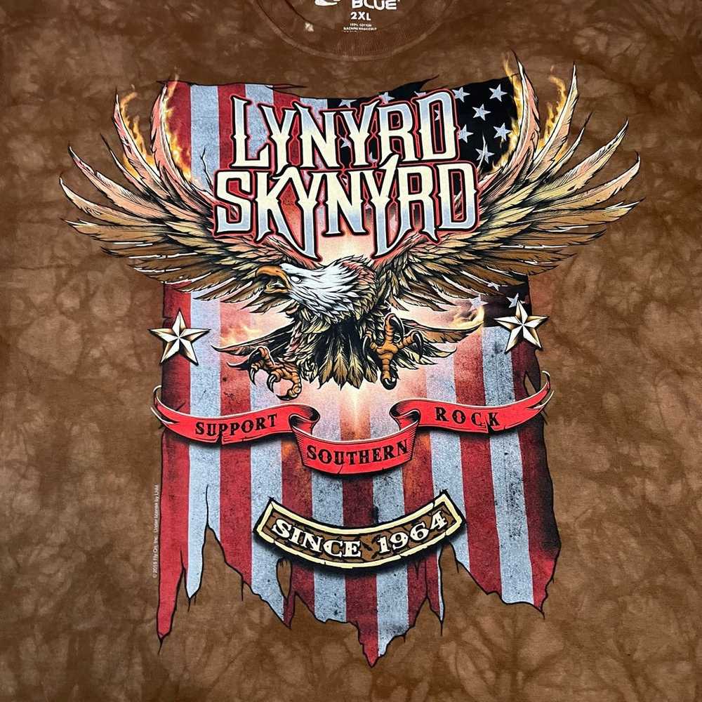 Liquid Blue Lynyrd Skynyrd Tie dye Brown Shirt Me… - image 3