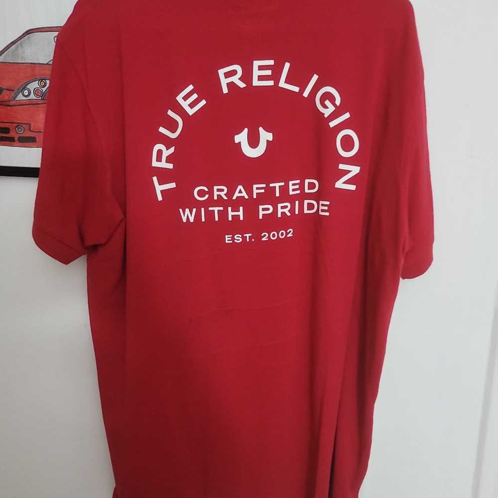 Men's Red XXL True Religion Polo Short Sleeve Shi… - image 1