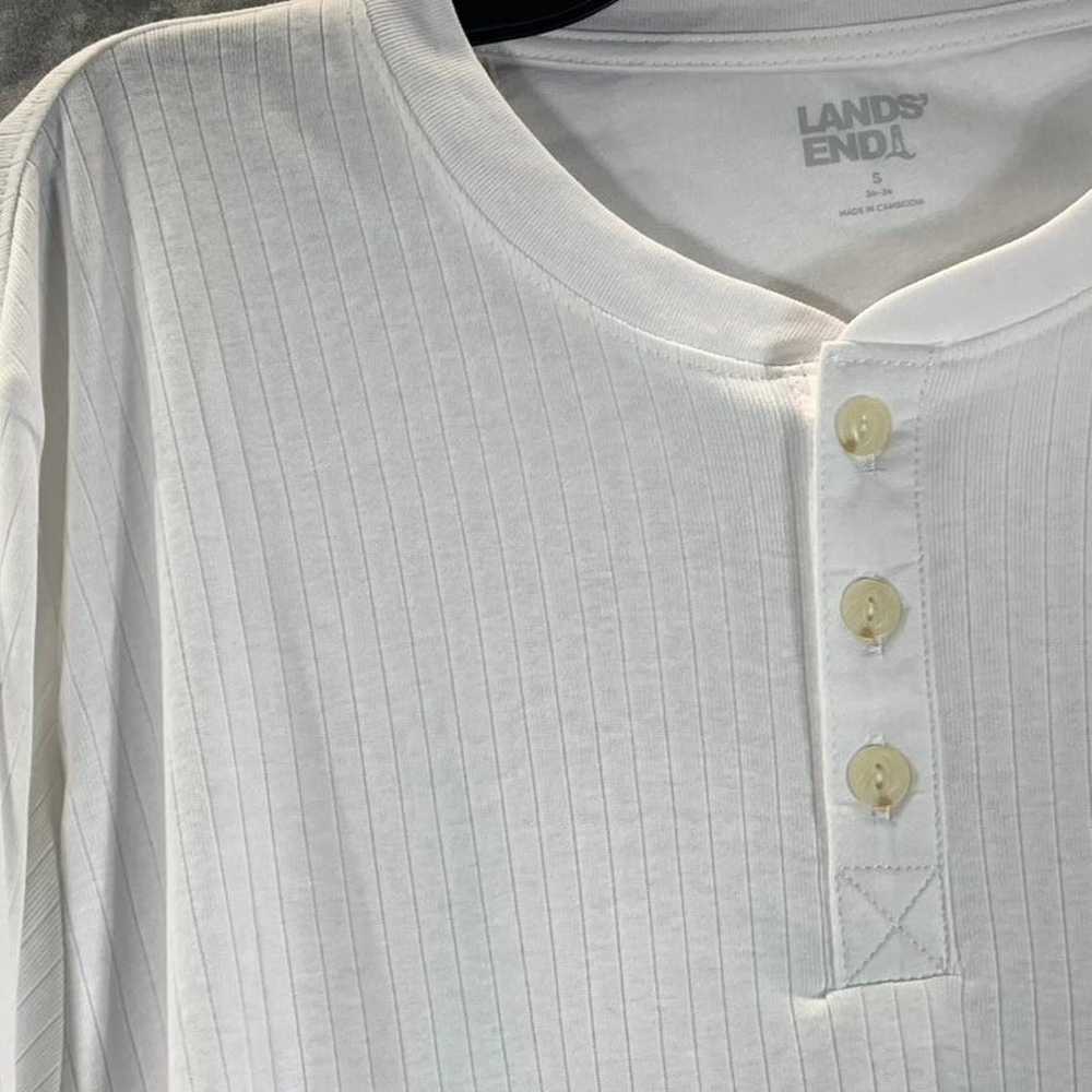 LANDS' END Men's White Ribbed Long Sleeve Cotton … - image 4