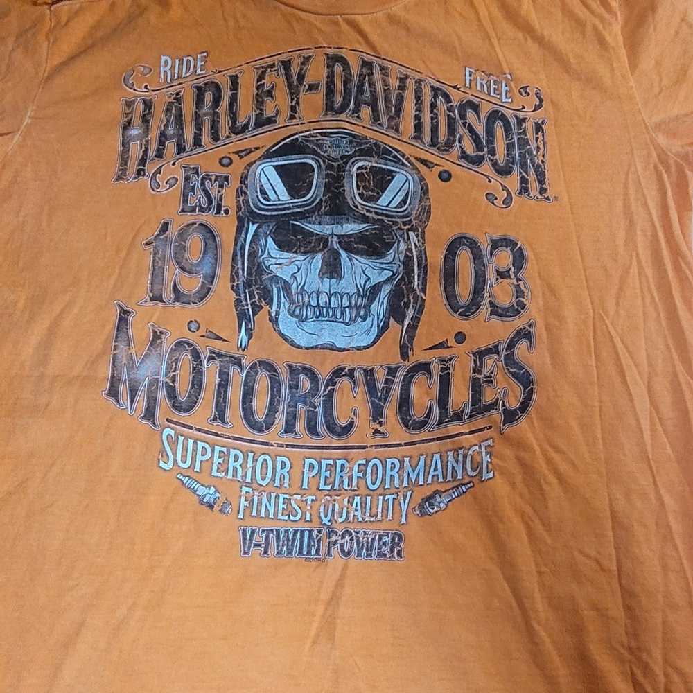 Harley Davidson S Orange SS Crew Neck T-Shirt - image 11