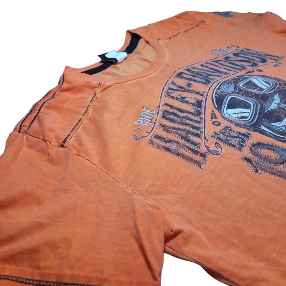 Harley Davidson S Orange SS Crew Neck T-Shirt - image 4