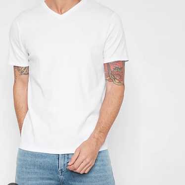 Express V-Neck Perfect Pima Cotton White T-Shirts - image 1
