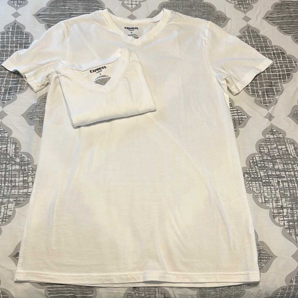 Express V-Neck Perfect Pima Cotton White T-Shirts - image 3
