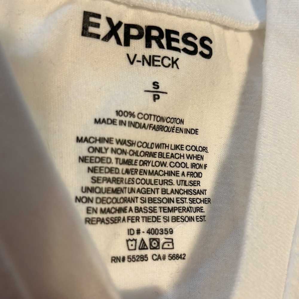 Express V-Neck Perfect Pima Cotton White T-Shirts - image 4