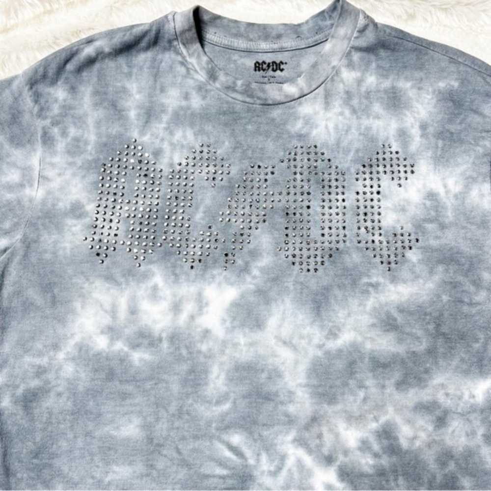 AC/DC Embellished Sparkly Tie Dye Graphic T-Shirt… - image 4