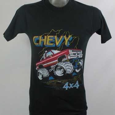 Vintage 80s Chevy 4x4 Chevrolet Truck Black T-Shi… - image 1