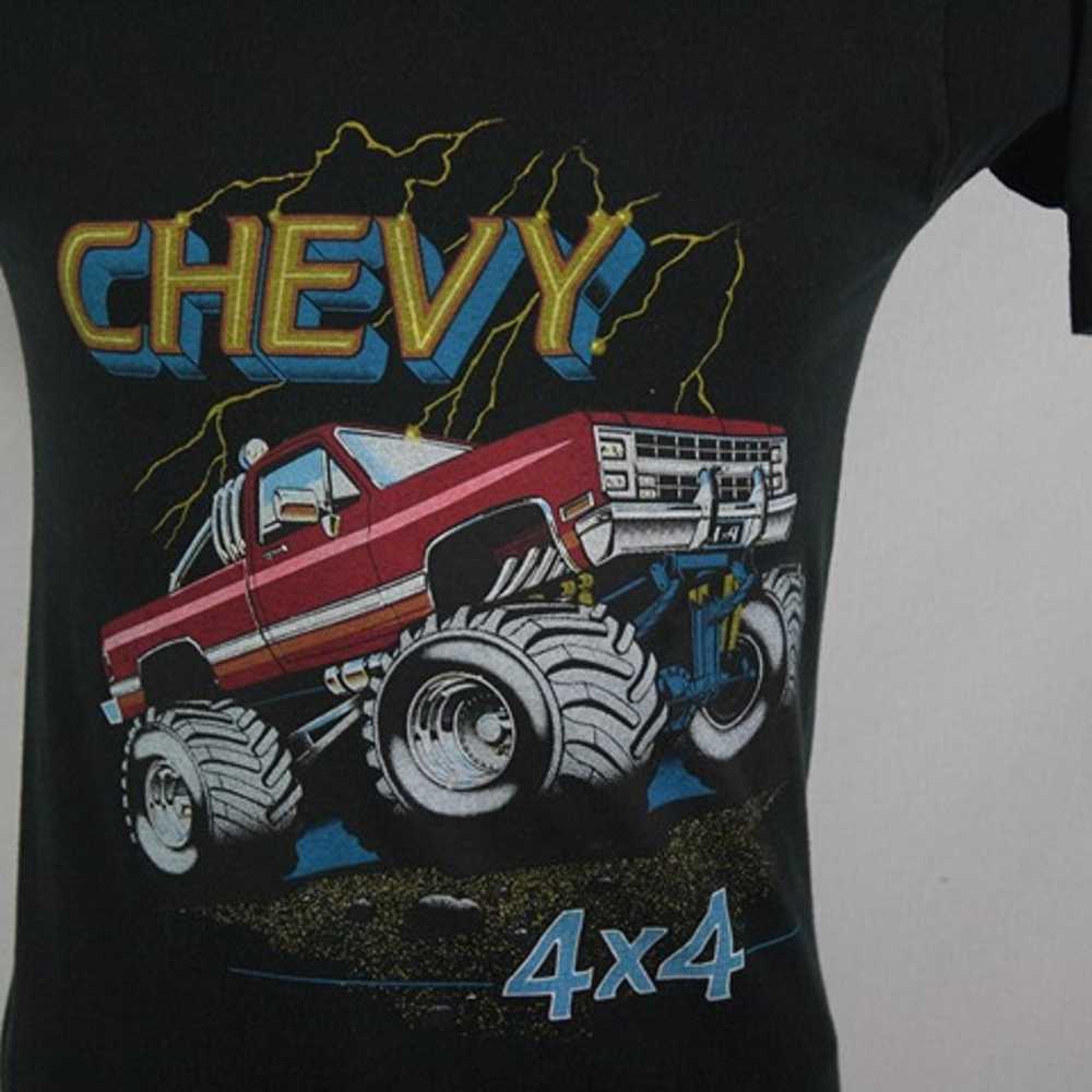 Vintage 80s Chevy 4x4 Chevrolet Truck Black T-Shi… - image 2