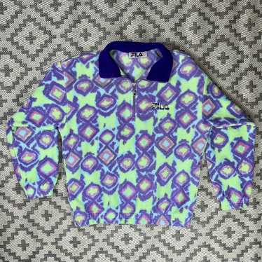 Vintage 90's FILA Magic Line Print Fleece Pullover