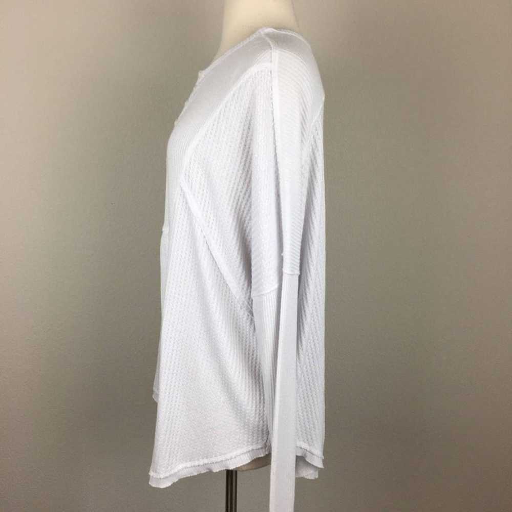 Free People White Long Sleeve Waffle Weave Top Med - image 2