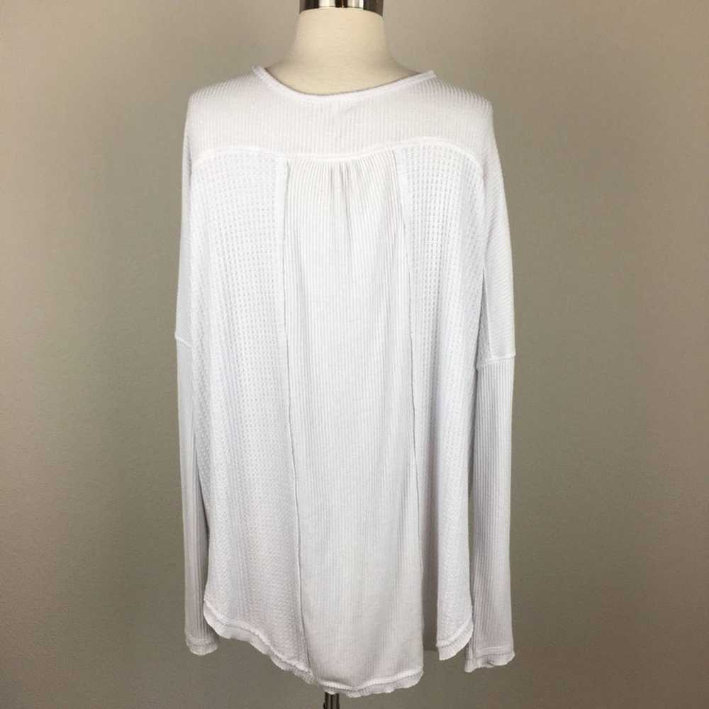 Free People White Long Sleeve Waffle Weave Top Med - image 5