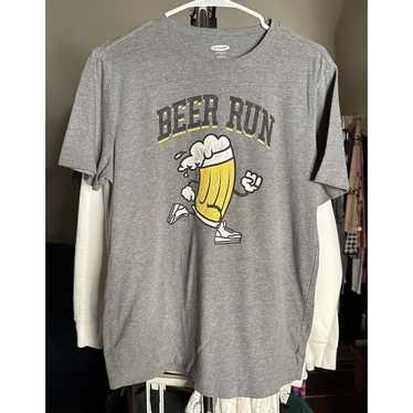 Old Navy Shirt Men’s Size Medium Gray Beer Run Bi… - image 1