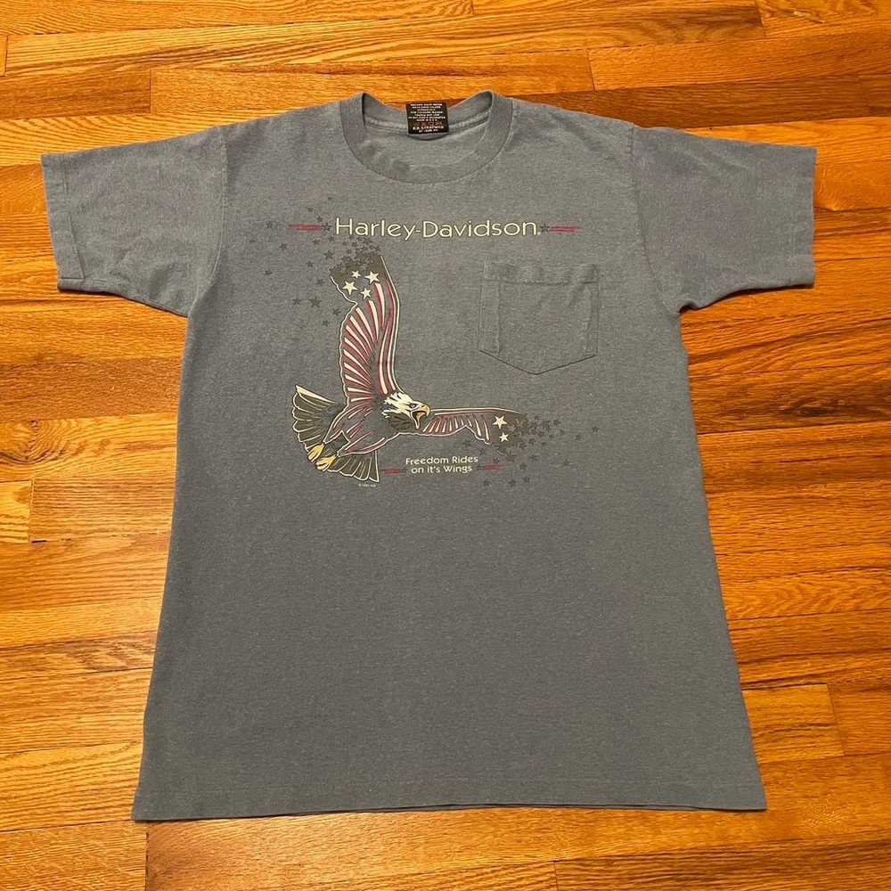 90s Harley Davidson eagle pocket tee t-shirt rare… - image 1