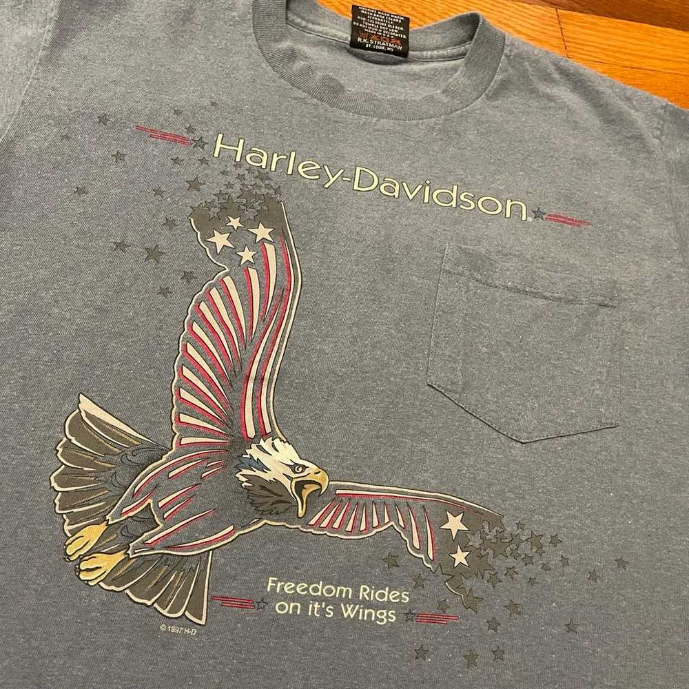 90s Harley Davidson eagle pocket tee t-shirt rare… - image 2