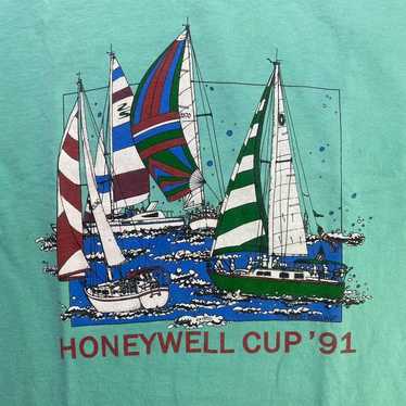 Vintage 90s Honeywell Cup sailing boat nautical sh