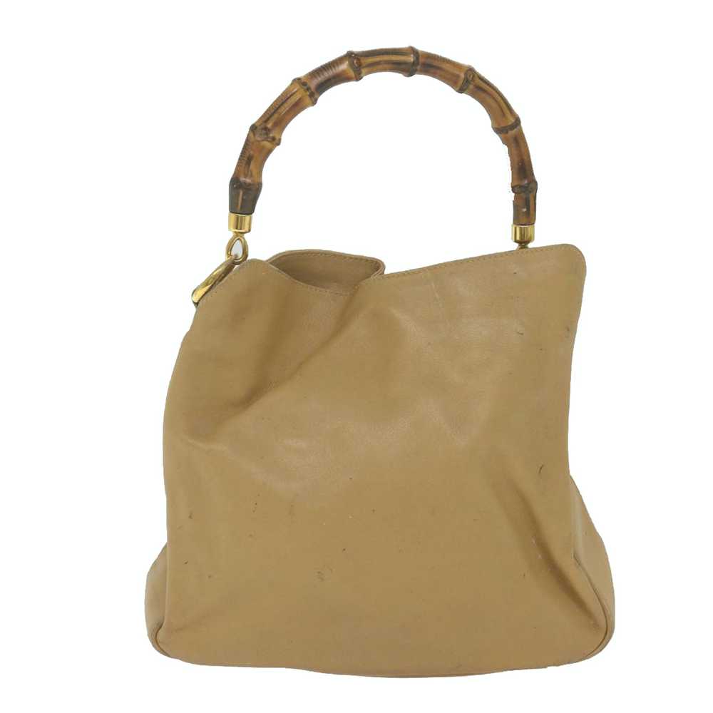 Gucci GUCCI Bamboo Shoulder Bag Leather Beige 001… - image 2