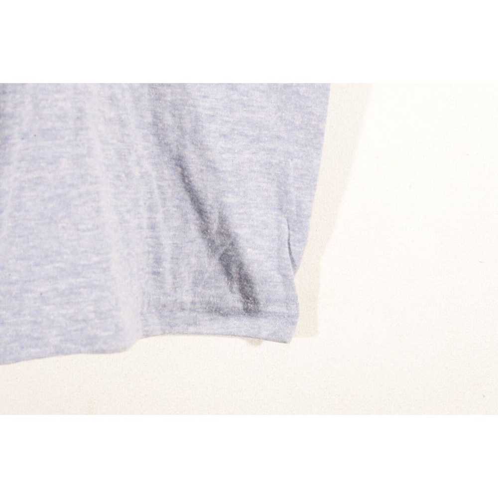 Vintage 1970s Hanes T Shirt Blank Blue Melange Un… - image 10