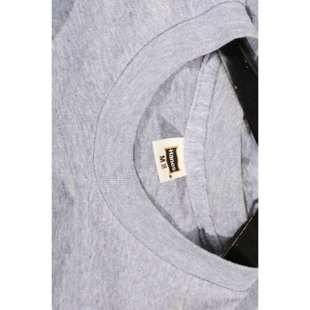 Vintage 1970s Hanes T Shirt Blank Blue Melange Un… - image 11