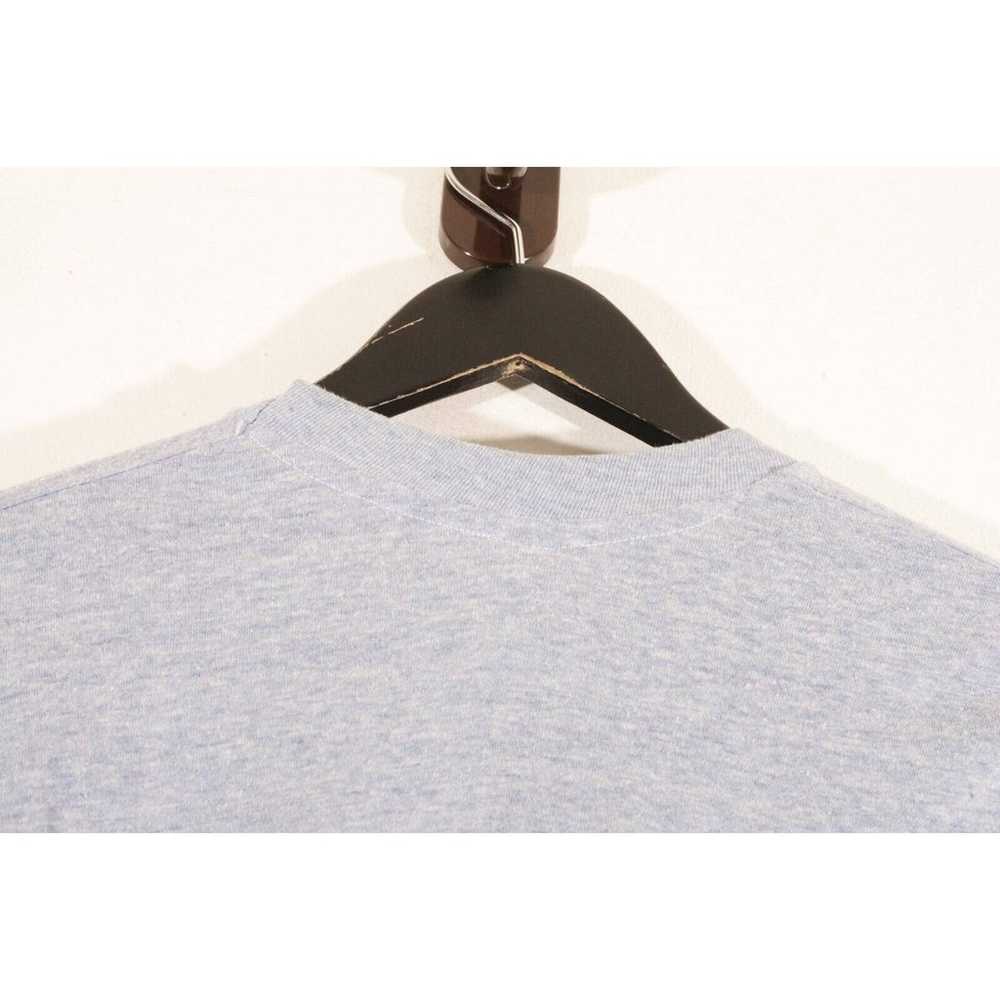 Vintage 1970s Hanes T Shirt Blank Blue Melange Un… - image 12