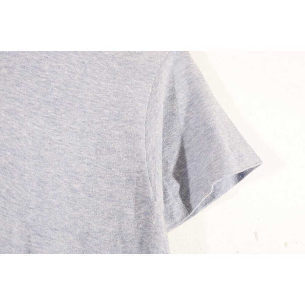 Vintage 1970s Hanes T Shirt Blank Blue Melange Un… - image 8