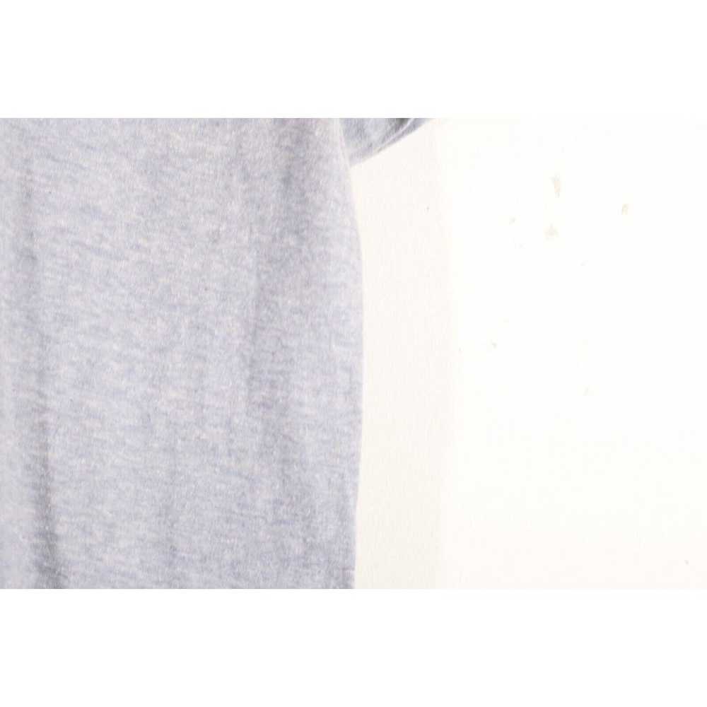 Vintage 1970s Hanes T Shirt Blank Blue Melange Un… - image 9