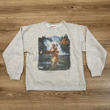 Vintage Vintage 90s Native American Wildlife Crew… - image 1