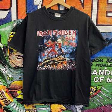 Y2K Iron Maiden Run To The Hills Band Tees Size M… - image 1