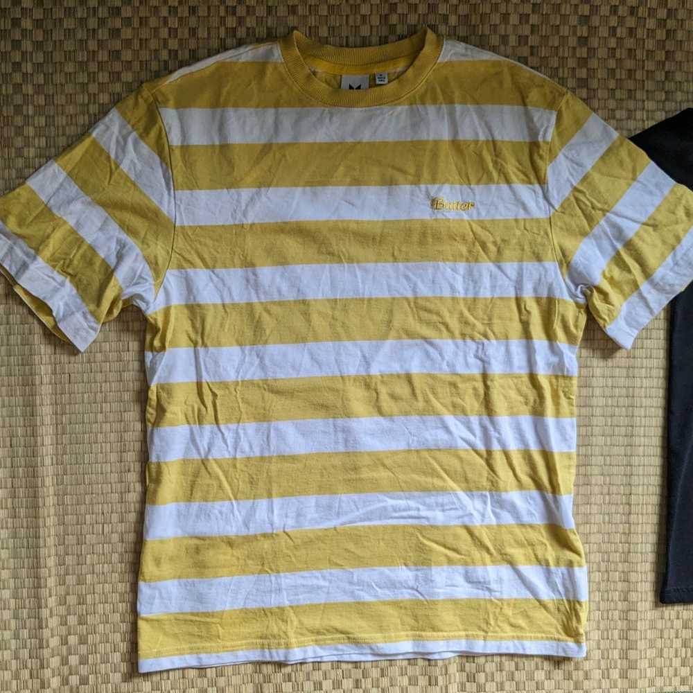 Butter Goods Worldwide Striped T-Shirt Yellow Men… - image 1