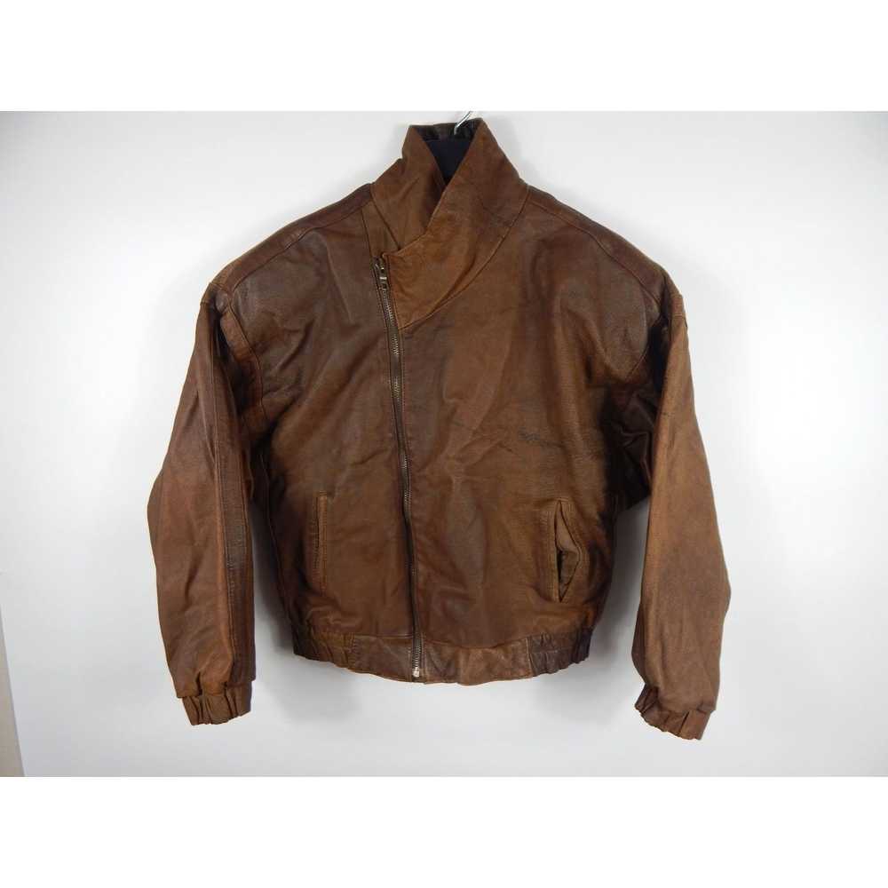 Vintage Vintage Midway Diagonal Full Zip Leather … - image 1