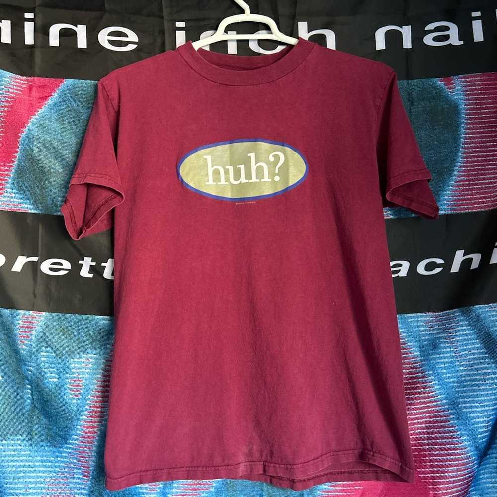 vintage 90s huh? oval graphic statement tee. - image 1