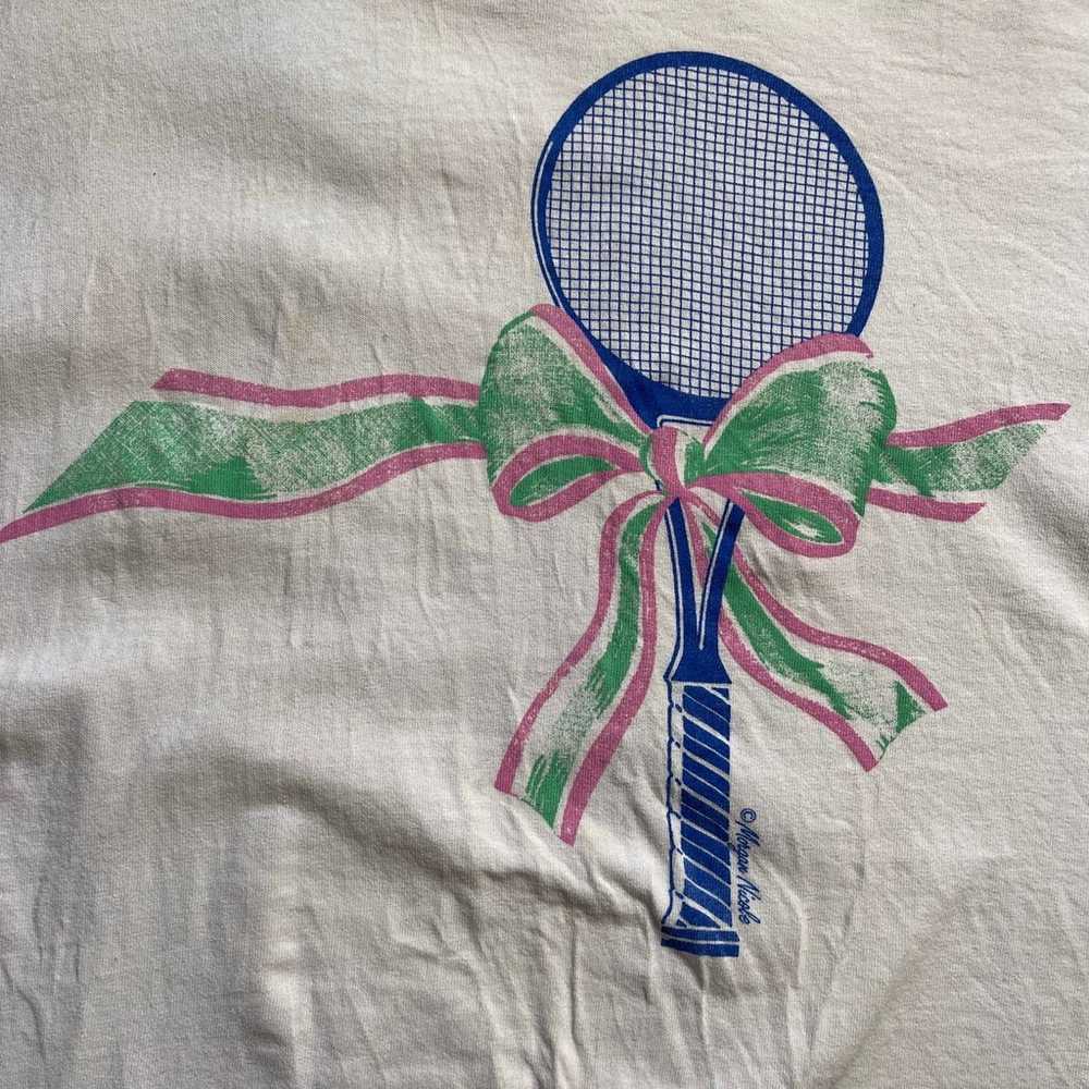 Tennis Racket with Bow Single Stitch T-Shirt - image 2