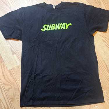 Subway Large L Black Green Sandwich Employee T Shi