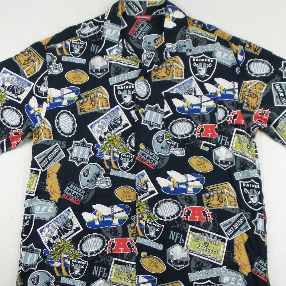 Vintage NFL Oakland Raiders All Over Print Button… - image 2