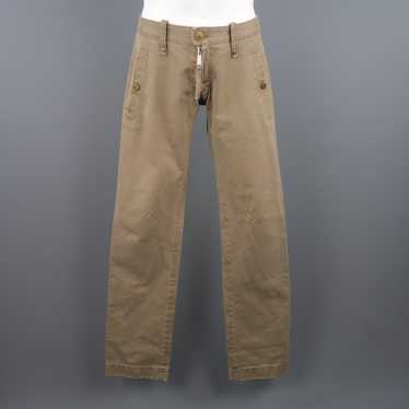 Dsquared2 Khaki Solid Cotton Casual Pants