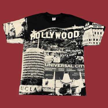 Vintage 90s All Over Print Hollywood Los Angeles … - image 1