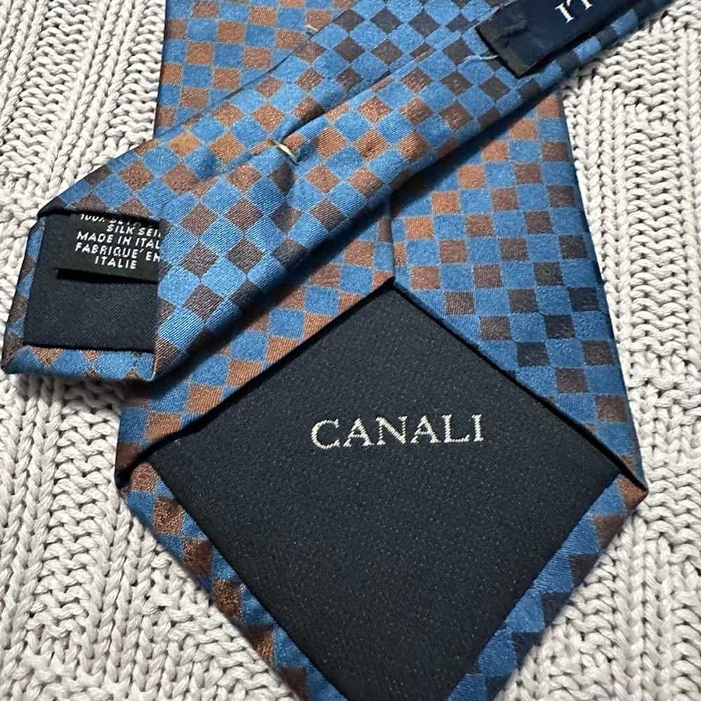 Canali Canali brown and blue ombre abstract strip… - image 3