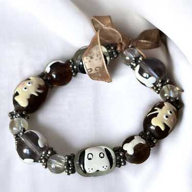 Other Dog theme hand painted beaded stretch brace… - image 1