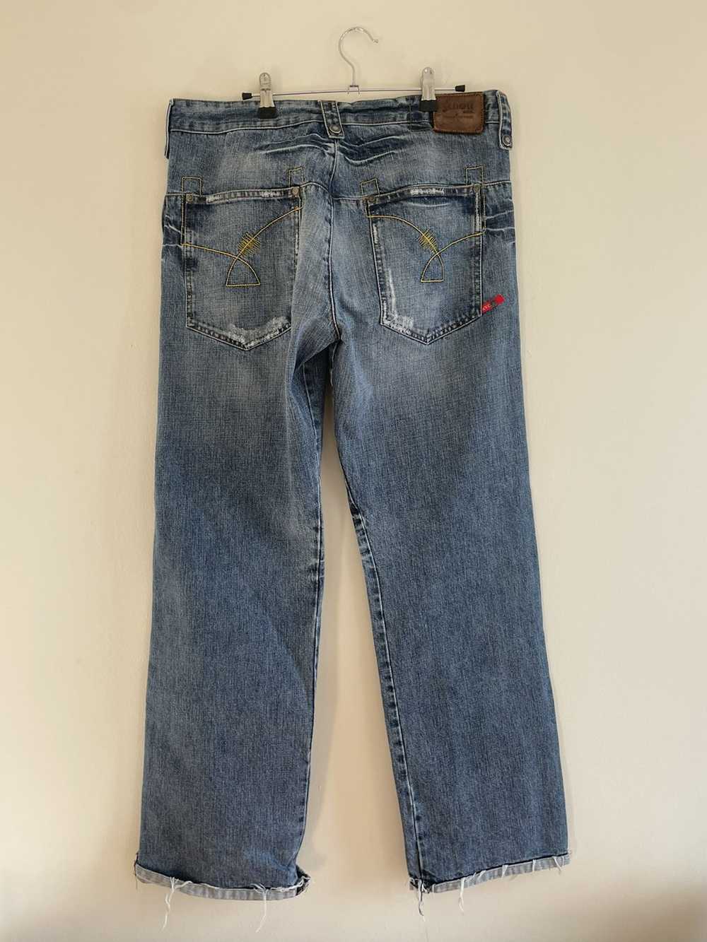 Schott NYC Denim Rider Jeans Wide Leg Distressed … - image 2
