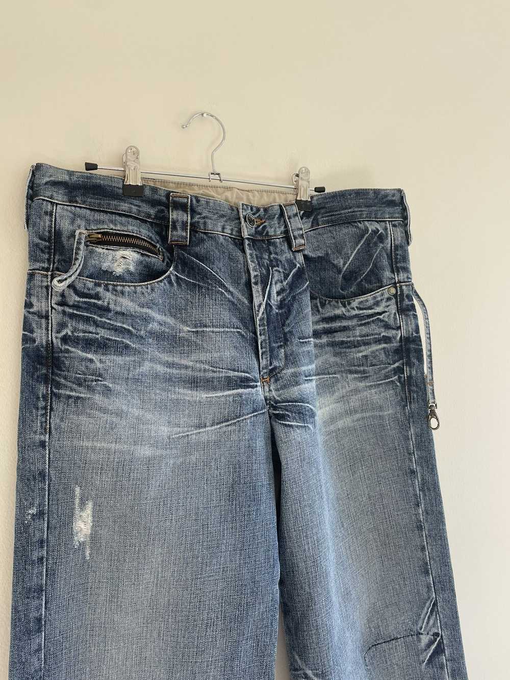 Schott NYC Denim Rider Jeans Wide Leg Distressed … - image 3