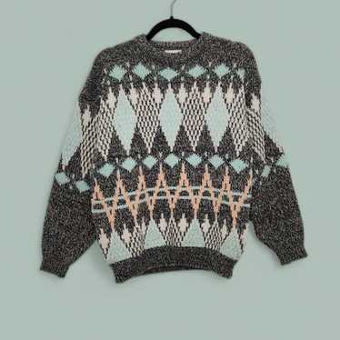 Vintage Vintage 80s Sweater Knit Acrylic Pastel F… - image 1