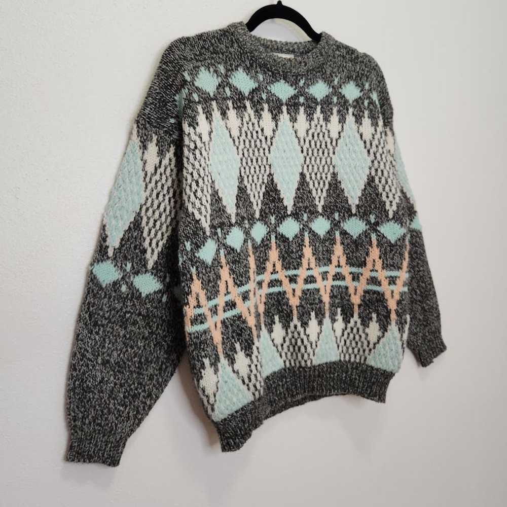 Vintage Vintage 80s Sweater Knit Acrylic Pastel F… - image 2