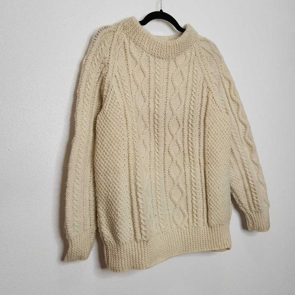 Vintage Vintage Handmade Cable Knit Sweater Cream… - image 2
