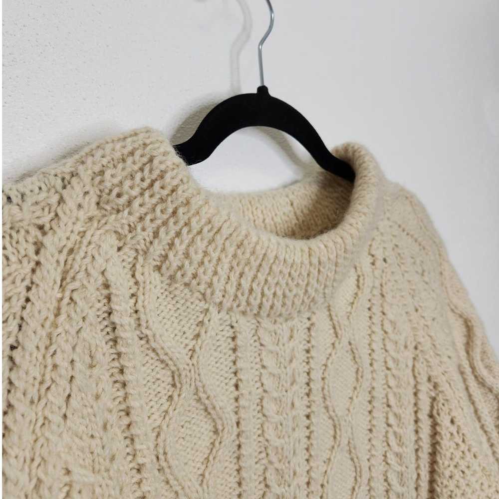 Vintage Vintage Handmade Cable Knit Sweater Cream… - image 3
