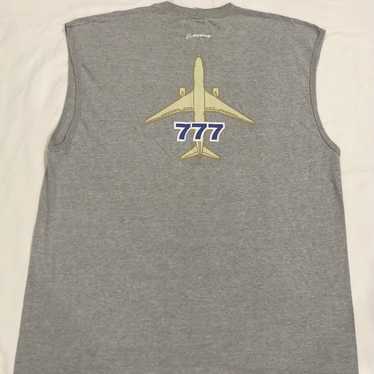 90s Vintage Boeing 777 Air Jet Plane Gray Mens Tan