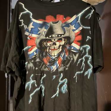 Vintage American Thunder Lightning Skull Cowboy Rebel… - Gem